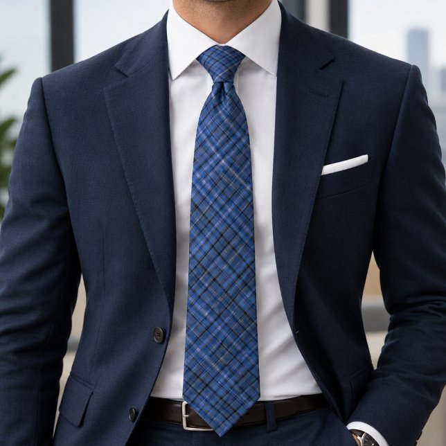 Klassisk Royal Blue Tartan Plaid Slips (Skapare uppladdad)