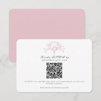 Klassisk RSVP Rosa & Vit Fransk Toile Duvor Konst OSA Kort