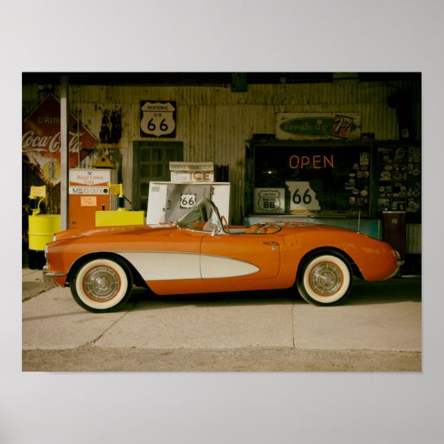 Klassisk RT 66 Gas Station Poster (Framsidan)