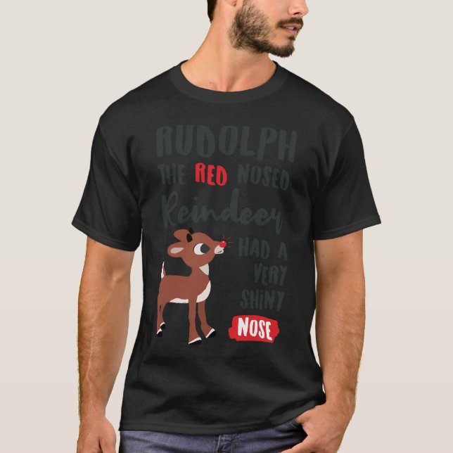 Klassisk rudolph the Red Nposed Reindeer Typograph T Shirt (Framsida)