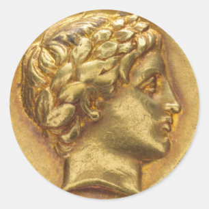 Klassisk rund dekal för det antika grekiska Guld- Runt Klistermärke