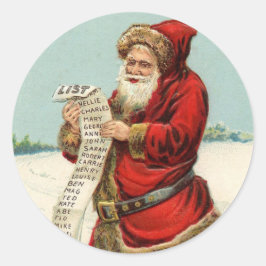 Klassisk rund dekal VINTAGE Tomte med LISTA Runt Klistermärke