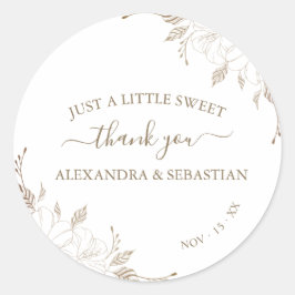 Klassisk rund etikett för blommigt Bröllop Tack