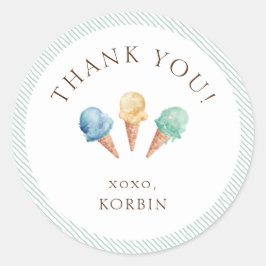 Klassisk rund etikett för iskräm, tema, Tack