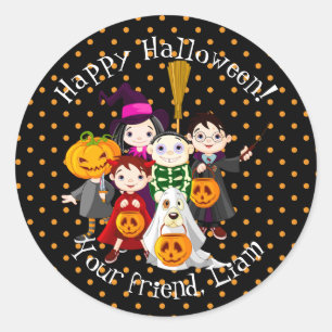 Klassisk rund etikett för konstföremål Halloween