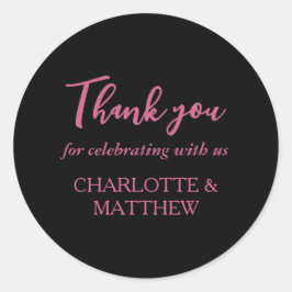 Klassisk rund etikett för magenta och svart Bröllo