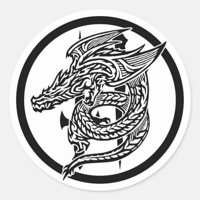 Klassisk rund etikett för Vinge Dragon (Framsida)