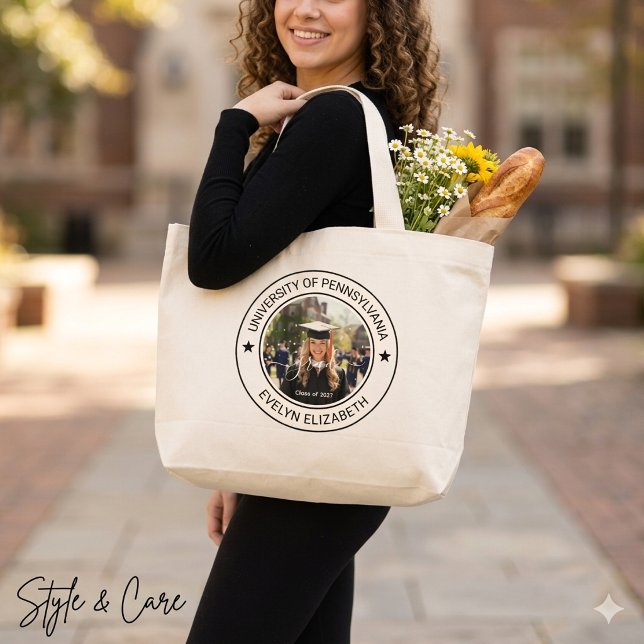 Klassisk rund examen Modern script Jumbo Tygkasse (Classic Round Graduate Modern Script Jumbo Large Tote Bag)