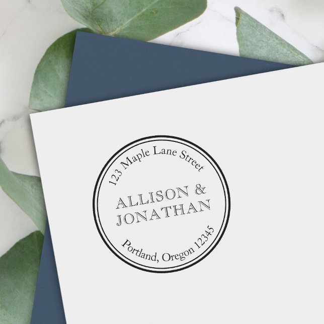 Klassisk rund Gräns par Namn Returadress Självfärgande Stämpel (Skapare uppladdad)