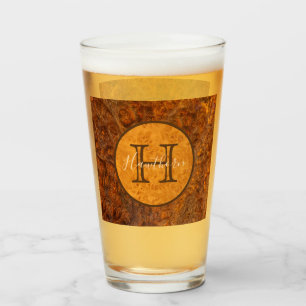 Klassisk rund monogram med Burl-träton Glaskopp