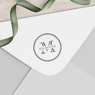 Klassisk rund ram monogram självfärgande stämpel