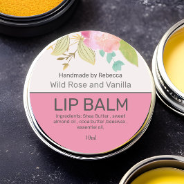 Klassisk rund Rosa-Blommigt-etikett för lipp-balk Runt Klistermärke