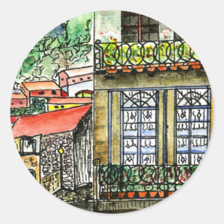 Klassisk rund Sticker glansig liten utan Portugal Runt Klistermärke