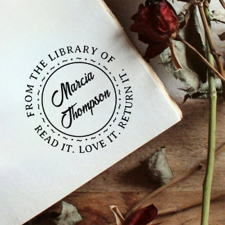 Klassisk rund typografi, skript Bibliotek-bokmärke Självfärgande Stämpel
