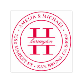 Klassisk runda Monogram Bröllop Returadress Självfärgande Stämpel