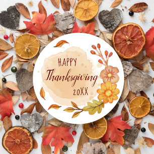 Klassisk rundfärgsetikett för happy thanksgiving runt klistermärke