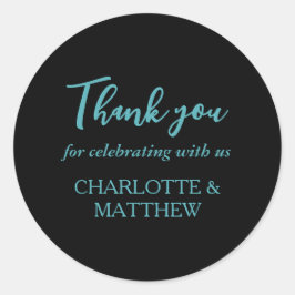 Klassisk rundfärgsetikett för turkos och svart Brö Runt Klistermärke