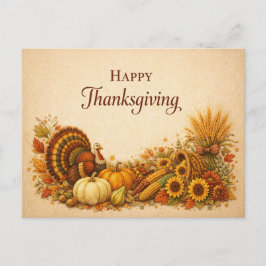 Klassisk Rustik Thanksgiving Kalkon Skörd Helg Vykort