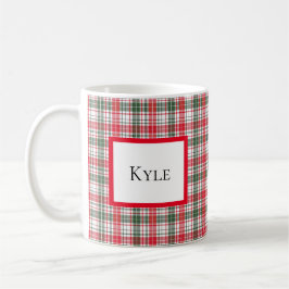 Klassisk Rutig Vinter Tartan Namn Personlig   Kaffemugg
