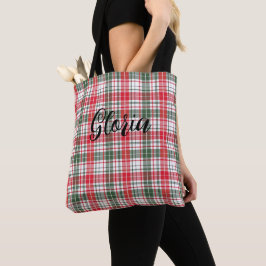 Klassisk Rutig Vinter Tartan Namn Personlig Tygkasse