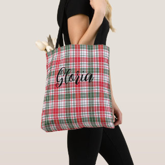 Klassisk Rutig Vinter Tartan Namn Personlig Tygkasse