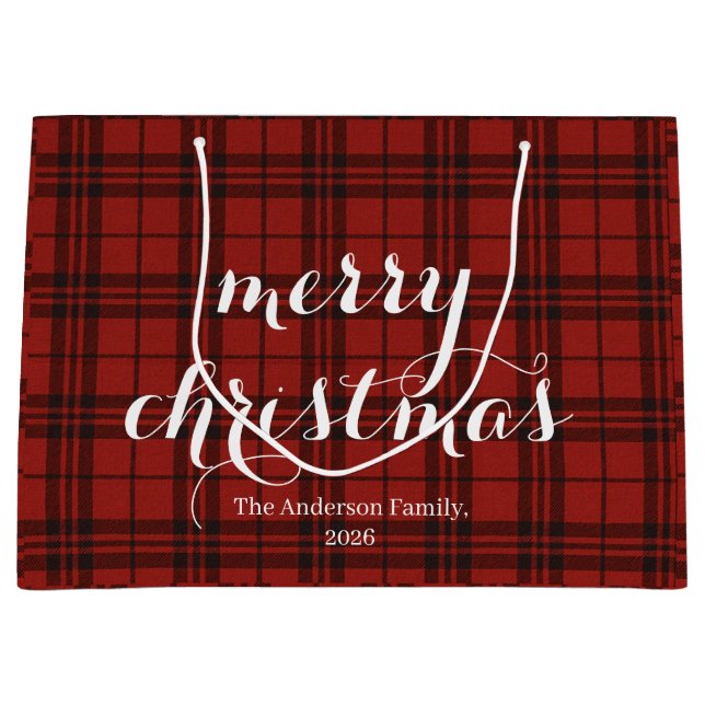 Klassisk rutmönstrad God Jul Festive -  (Framsidan)