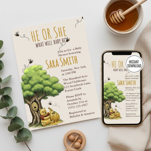 Klassisk saga Björn "Vad ska lilla bi göra" Baby Inbjudningar (Skapare uppladdad)