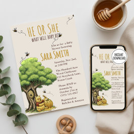 Klassisk saga Björn "Vad ska lilla Biet bli" Baby Inbjudningar