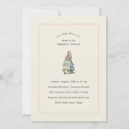 Klassisk saga kanin rosa vintage baby shower inbjudningar