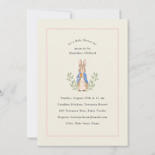 Klassisk saga kanin rosa vintage baby shower inbjudningar