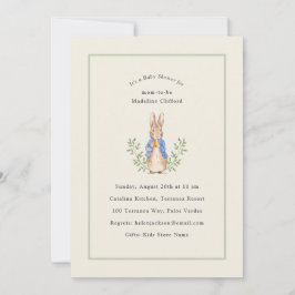 Klassisk saga kanin Sage Vintage Baby Shower Inbjudningar
