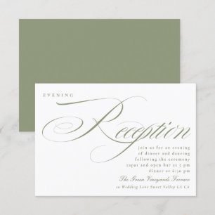 Klassisk Sage Grönt Calligraphy Wedding Reception Inbjudningar