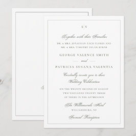 Klassisk Sagegrön Monogram Bröllopswebbplats Inbjudningar