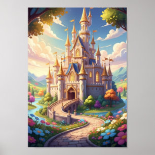 Klassisk Sagoslott Kungarike Saga Fantasy Poster
