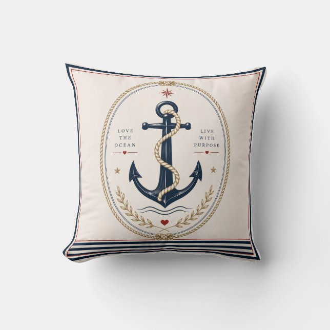 Klassisk Sailorcore Marin Kastsjal Kudde (Framsida)