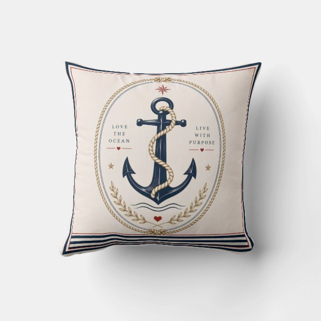 Klassisk Sailorcore Marin Kvardröj Pärlkudde Kudde (Baksida)