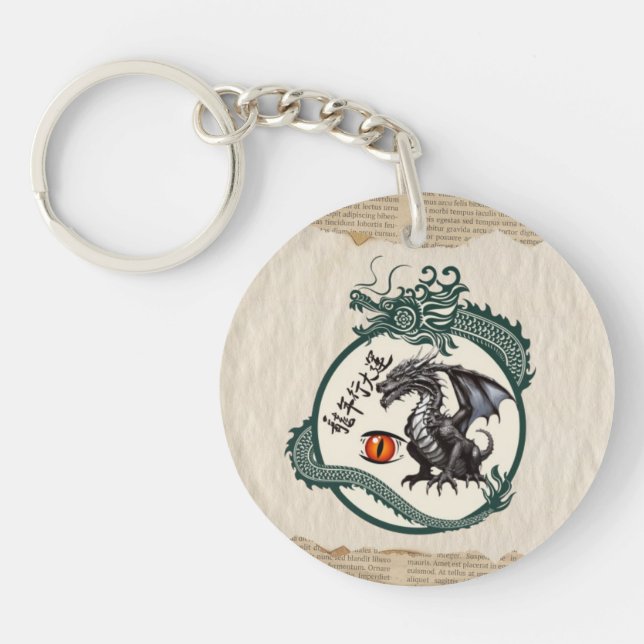 Klassisk Samurai Dragon Keychain (Framsidan)