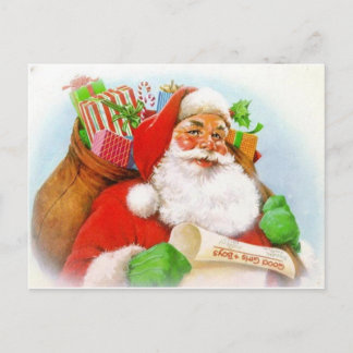 Klassisk Santa Bild Helg Vykort