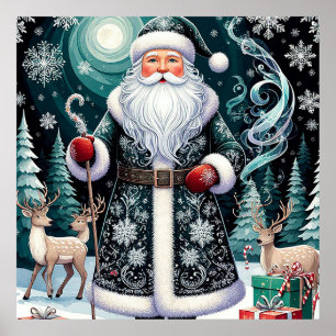 Klassisk Santa Claus väggdekor för julrummet Poster