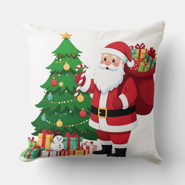 Klassisk Santa julgran semester kastkudde Kudde (Framsida)