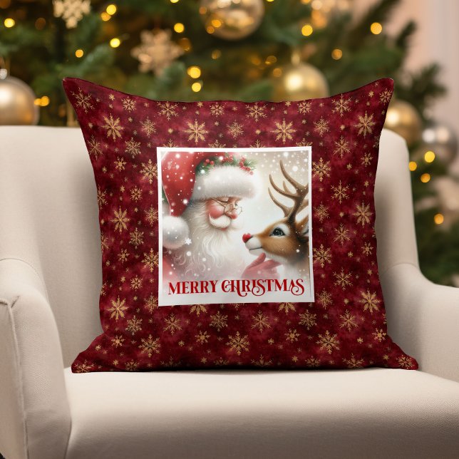 Klassisk Santa Rudolph Holiday Kudd Jul  Kudde (Classic Santa Rudolph Holiday Pillow Christmas Decor

)