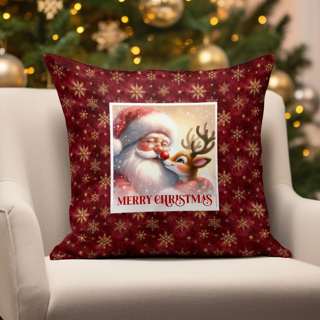 Klassisk Santa Rudolph jul kastkudde design Kudde (Classic Santa Rudolph Christmas Throw Pillow Design

)