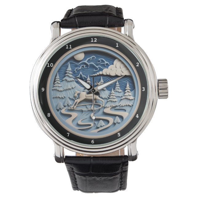 Klassisk Santa Stjärnklar natt Armbandsur (Framsida)