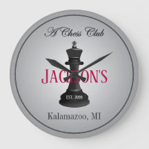 Klassisk schack-Klubb med Kung Teckning-väggklocka