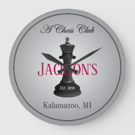 Klassisk schack-Klubb med Kung Teckning-väggklocka Stor Klocka