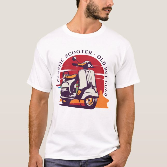 Klassisk Scooter gammal men Guld T Shirt (Framsida)