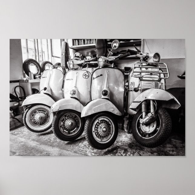 Klassisk Scooter Poster | Paris Frankrike (Framsidan)