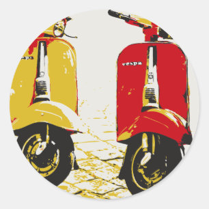 Klassisk Scooter Runt Klistermärke