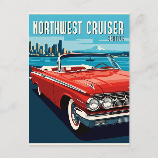 Klassisk Seattle landsvägs-cruiser Vykort (Framsida)