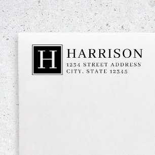 Klassisk serif monogram returadress självfärgande stämpel